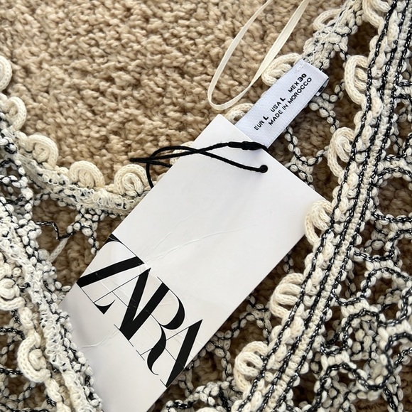 New! Zara large sparkly knit tunic/ dress/ cover up with fringes. - Picture 9 of 12